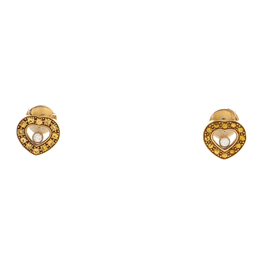 Happy Hearts Earrings 18K Yellow Gold with Yellow Topaz and Diamonds