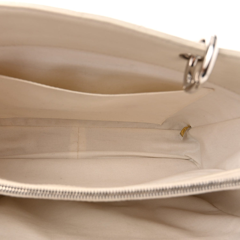 Caviar Quilted Grand Shopping Tote GST White