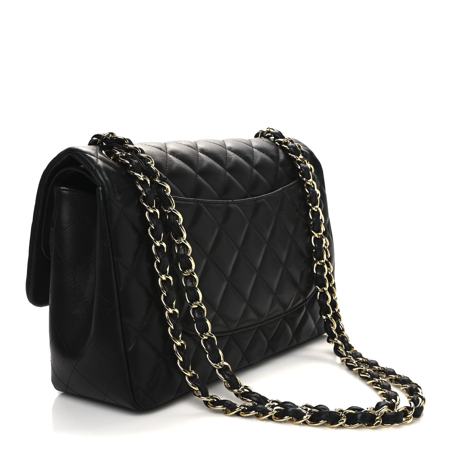 Lambskin Quilted Jumbo Double Flap Black