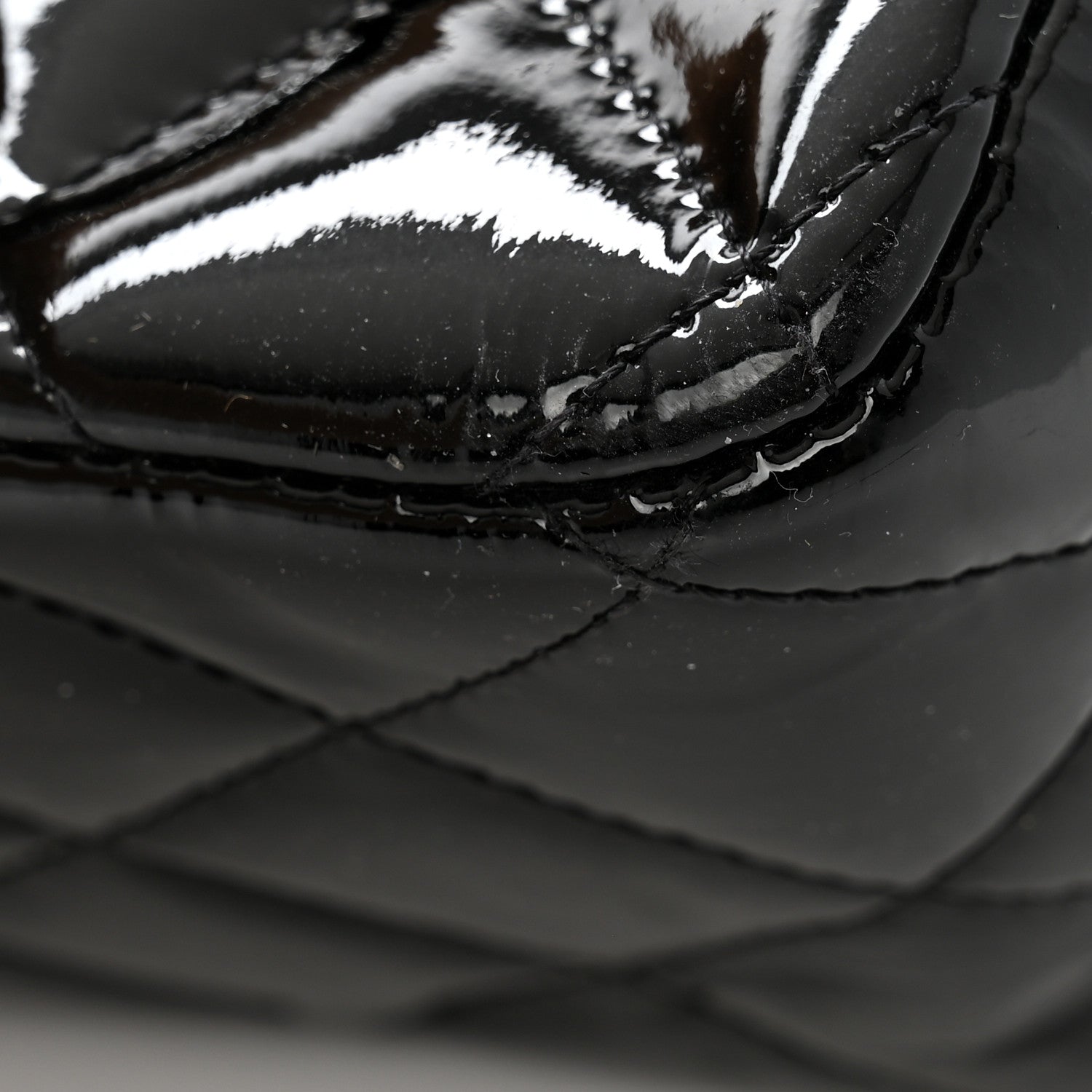 Patent Quilted Jumbo Double Flap Black