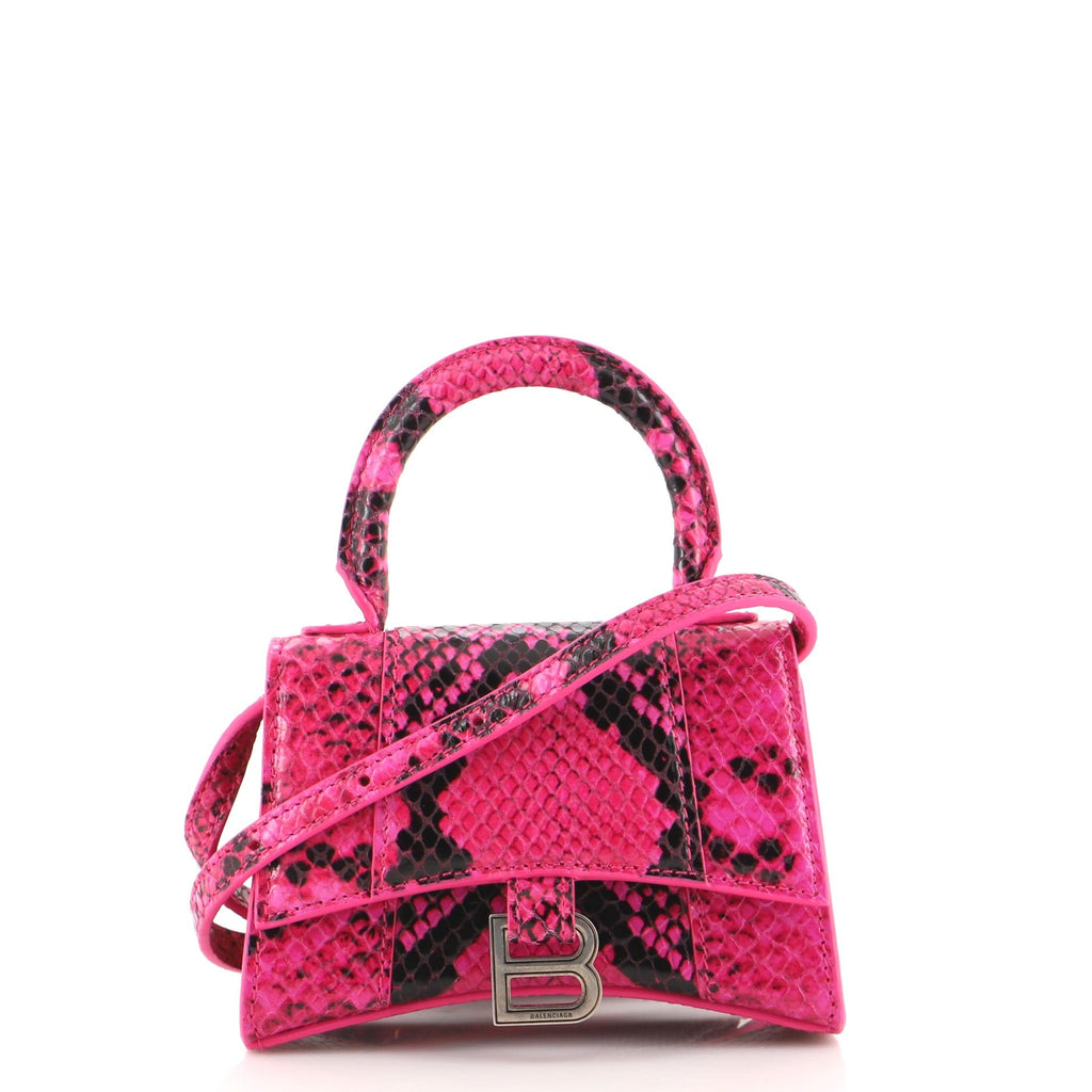 Hourglass Top Handle Bag Python Embossed Leather Mini