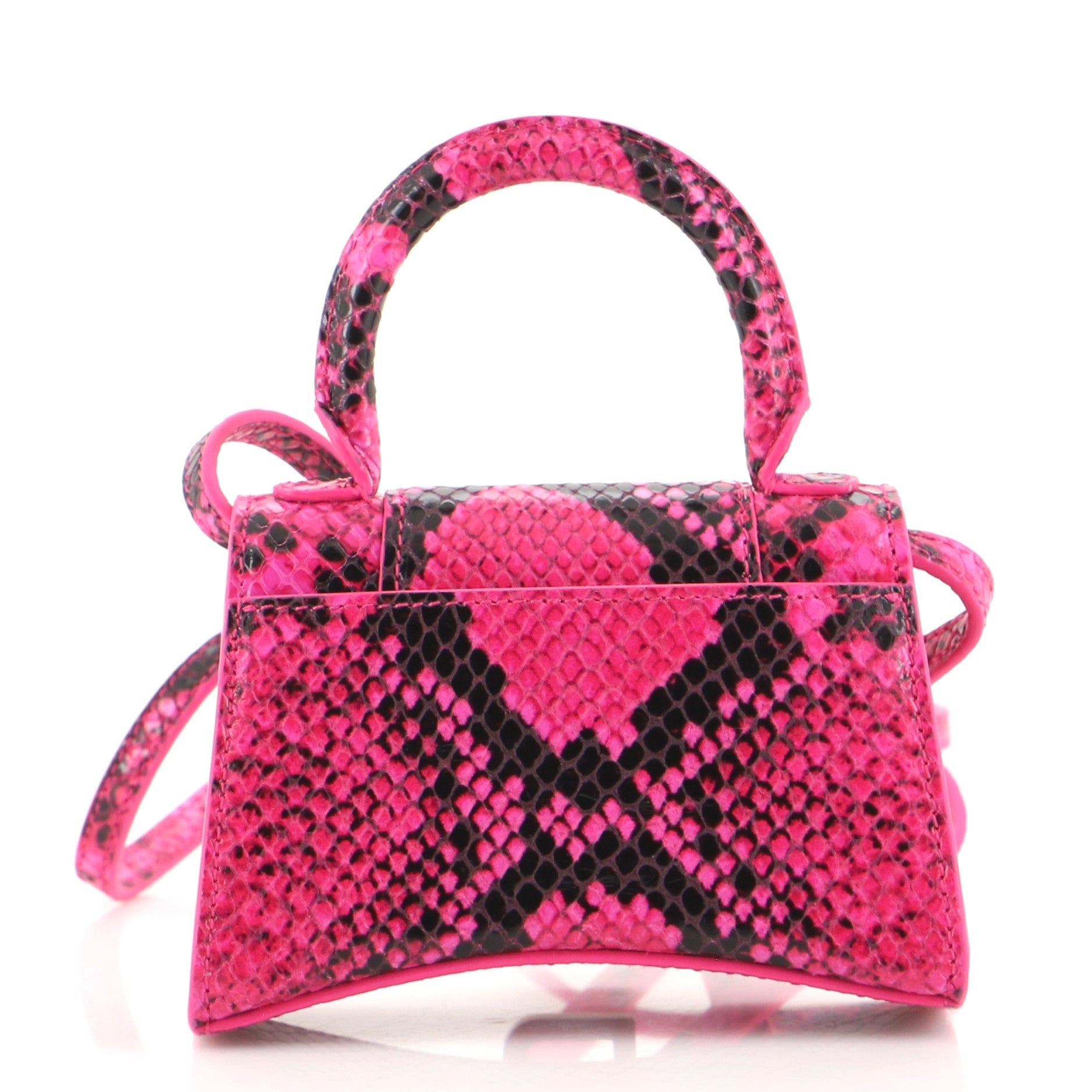 Hourglass Top Handle Bag Python Embossed Leather Mini