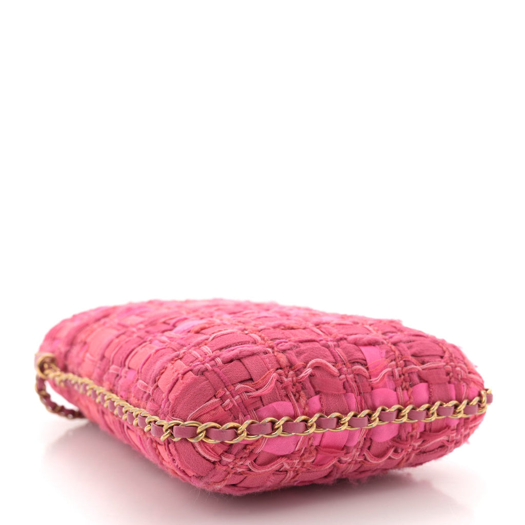 Tweed Chain Around Phone Holder Pink