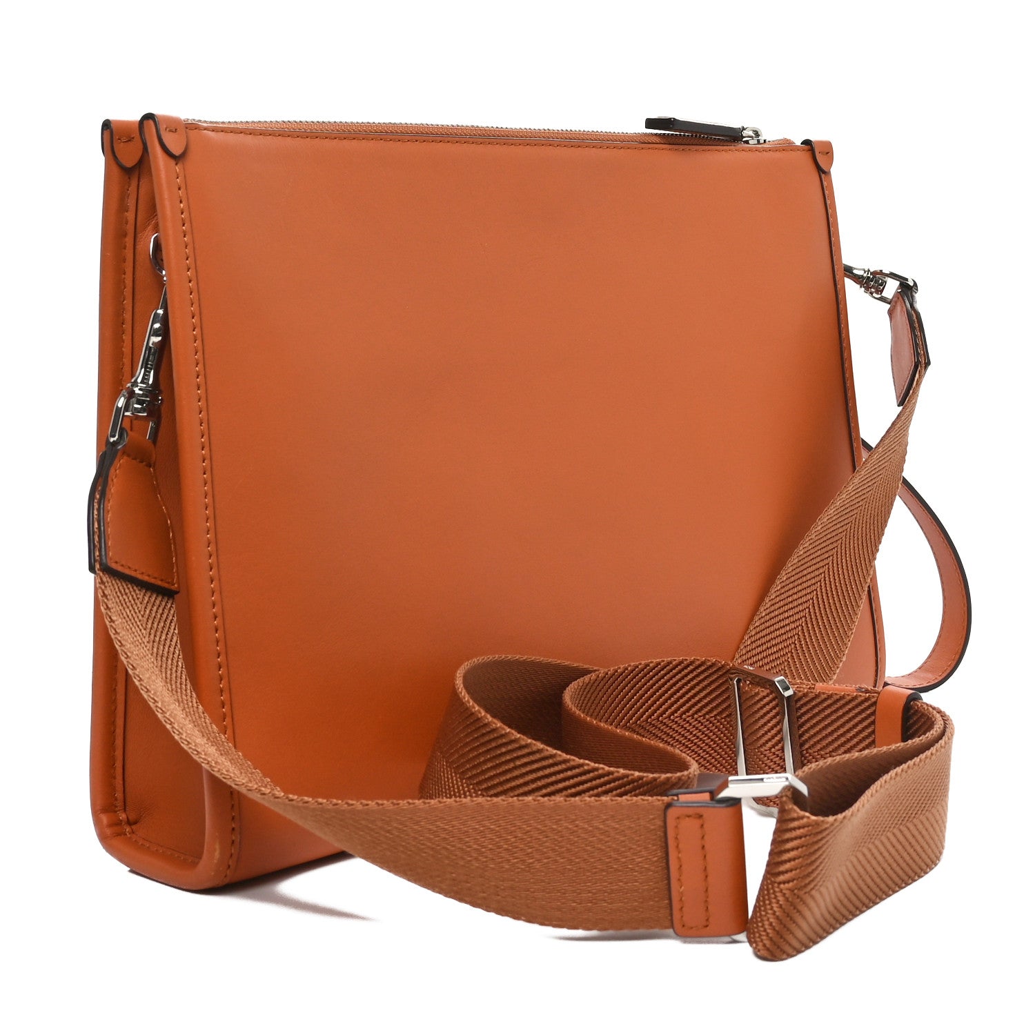 Calfskin Logo Aren Crossbody Messenger Bag Cognac