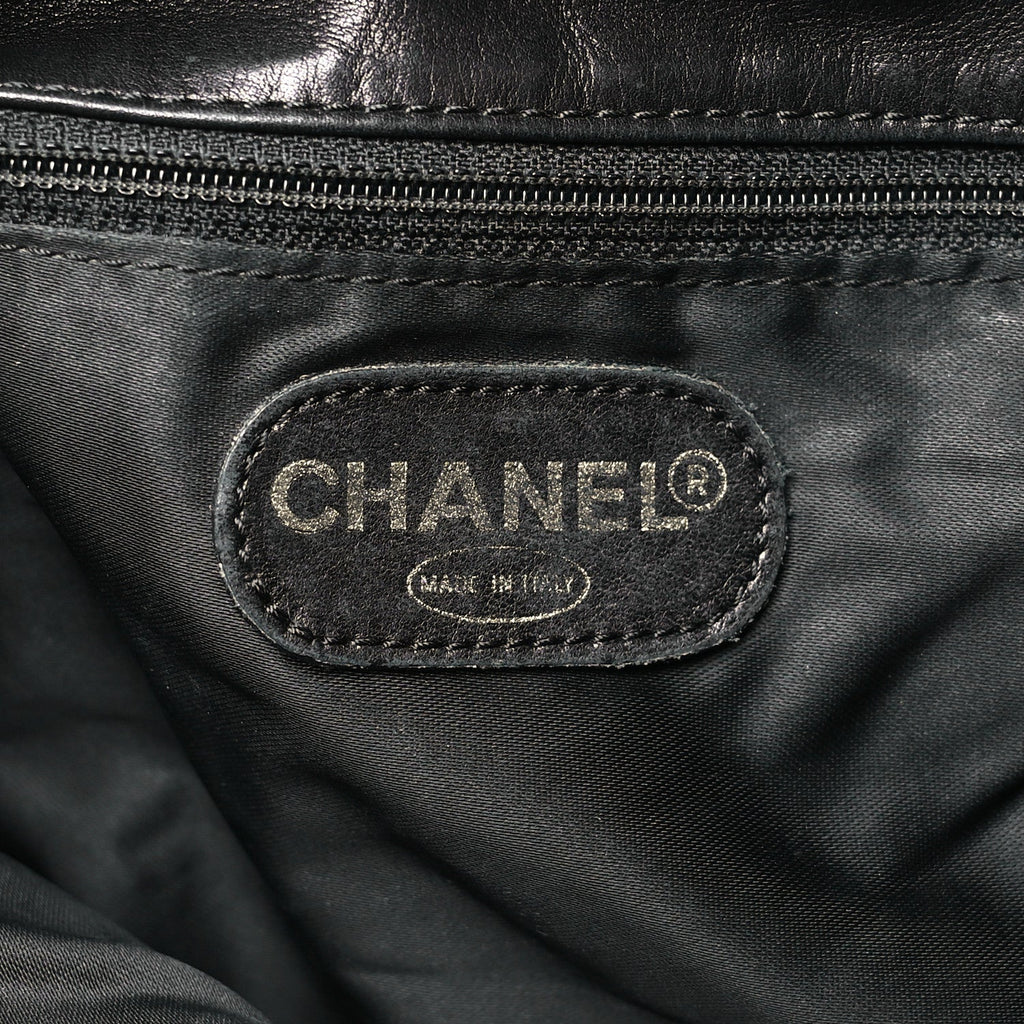 Lambskin CC Tassel Shoulder Flap Bag Black