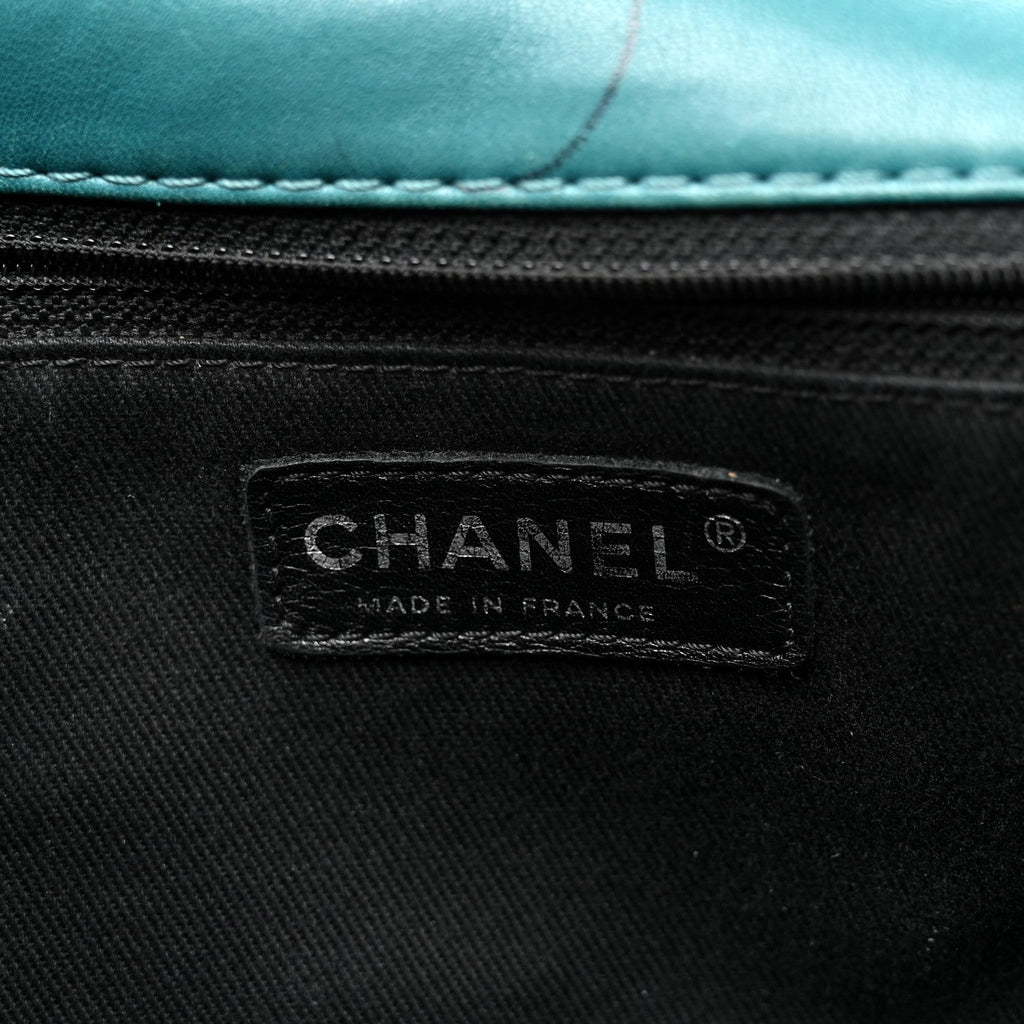 Lambskin Quilted Large Soft Touch Flap Green