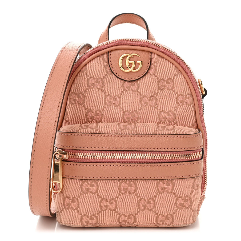 Monogram Textured Dollar Calfskin Mini Ophidia Crossbody Cloche Rose Pink