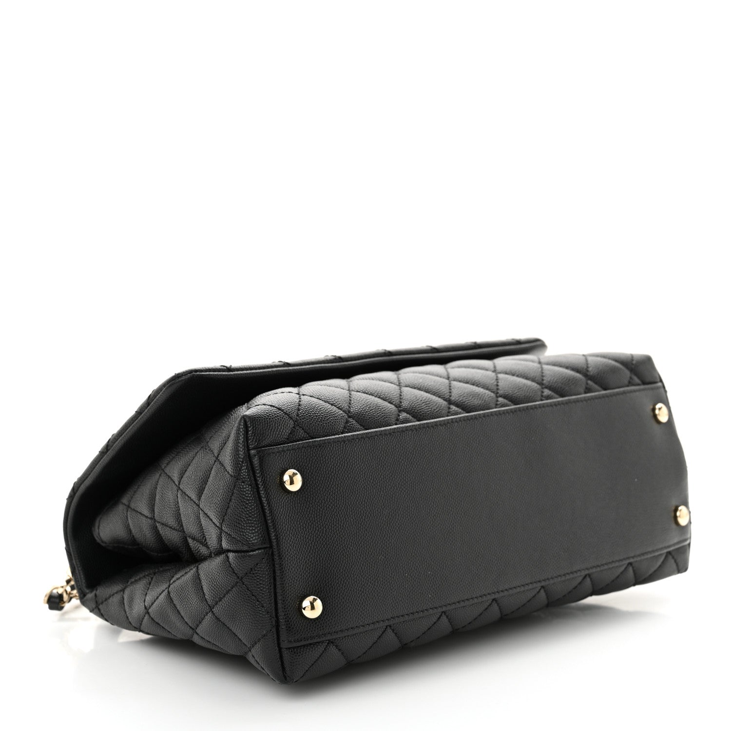Caviar Quilted Small Coco Handle Flap Black