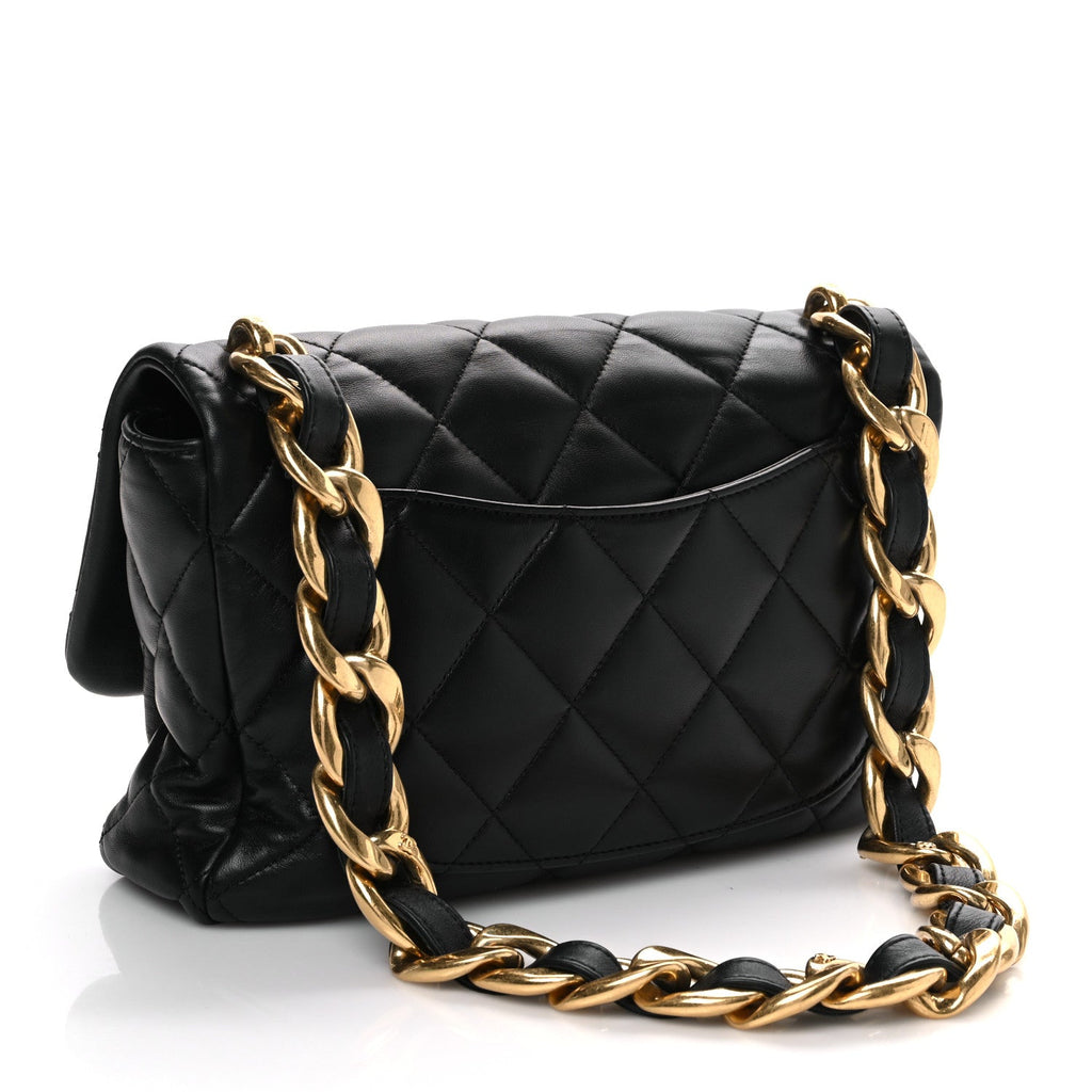 Lambskin Quilted Large Funky Town Flap Black