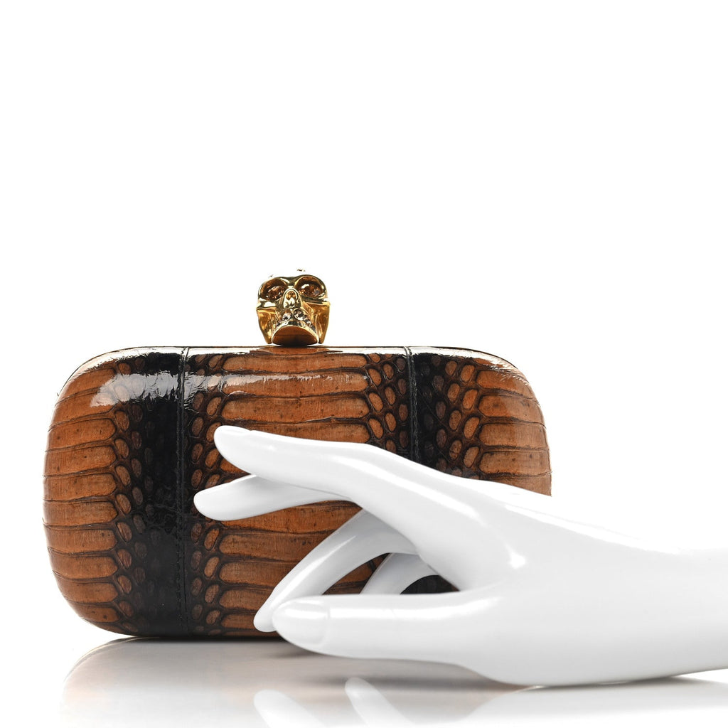 Python Skull Box Clutch Brown