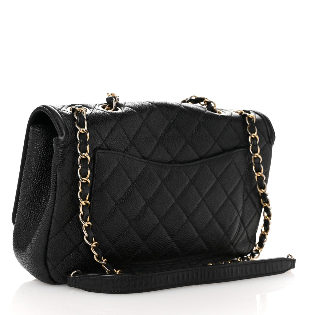 Caviar Quilted Medium CC Filigree Flap Black