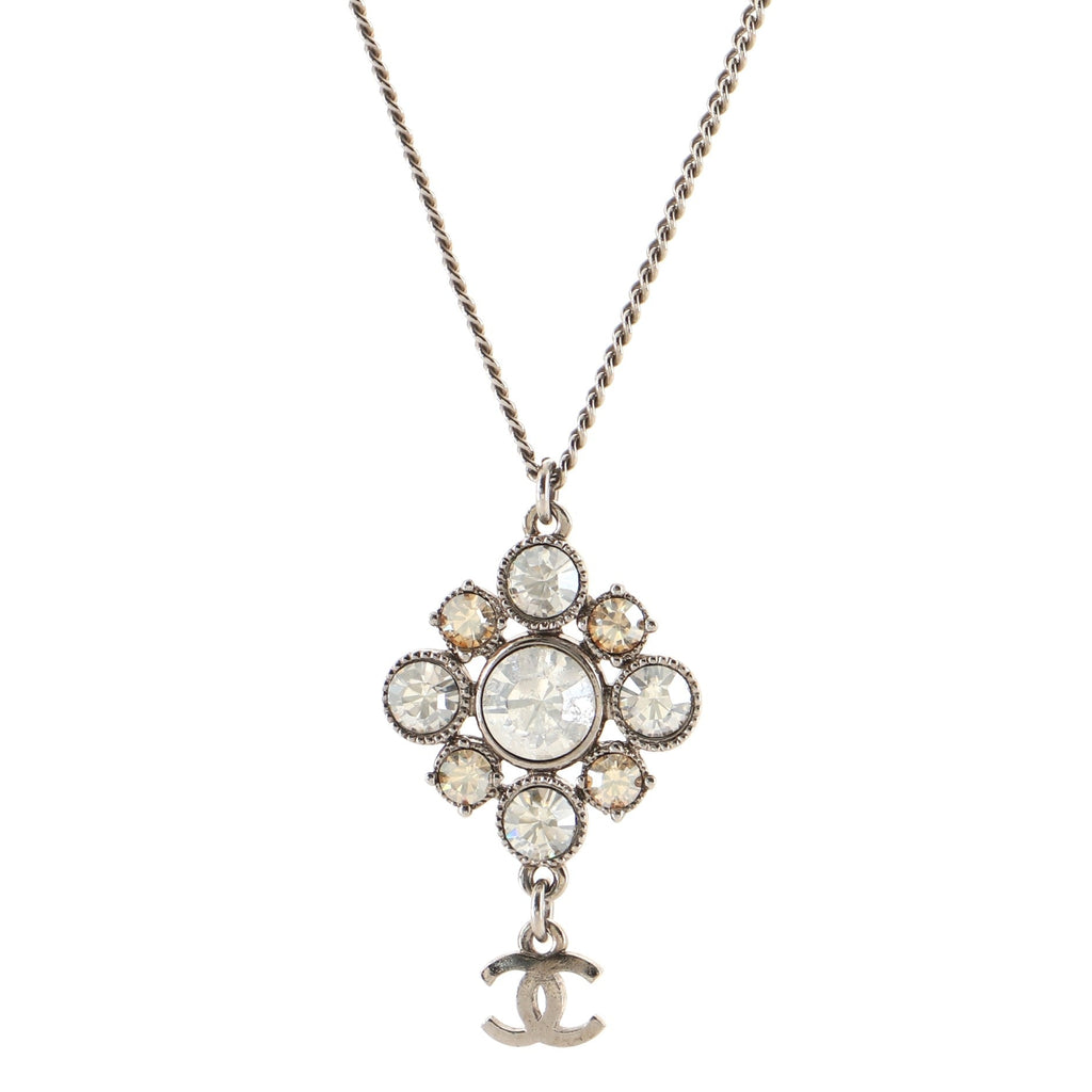 CC Cluster Pendant Necklace Crystal Embellished Metal