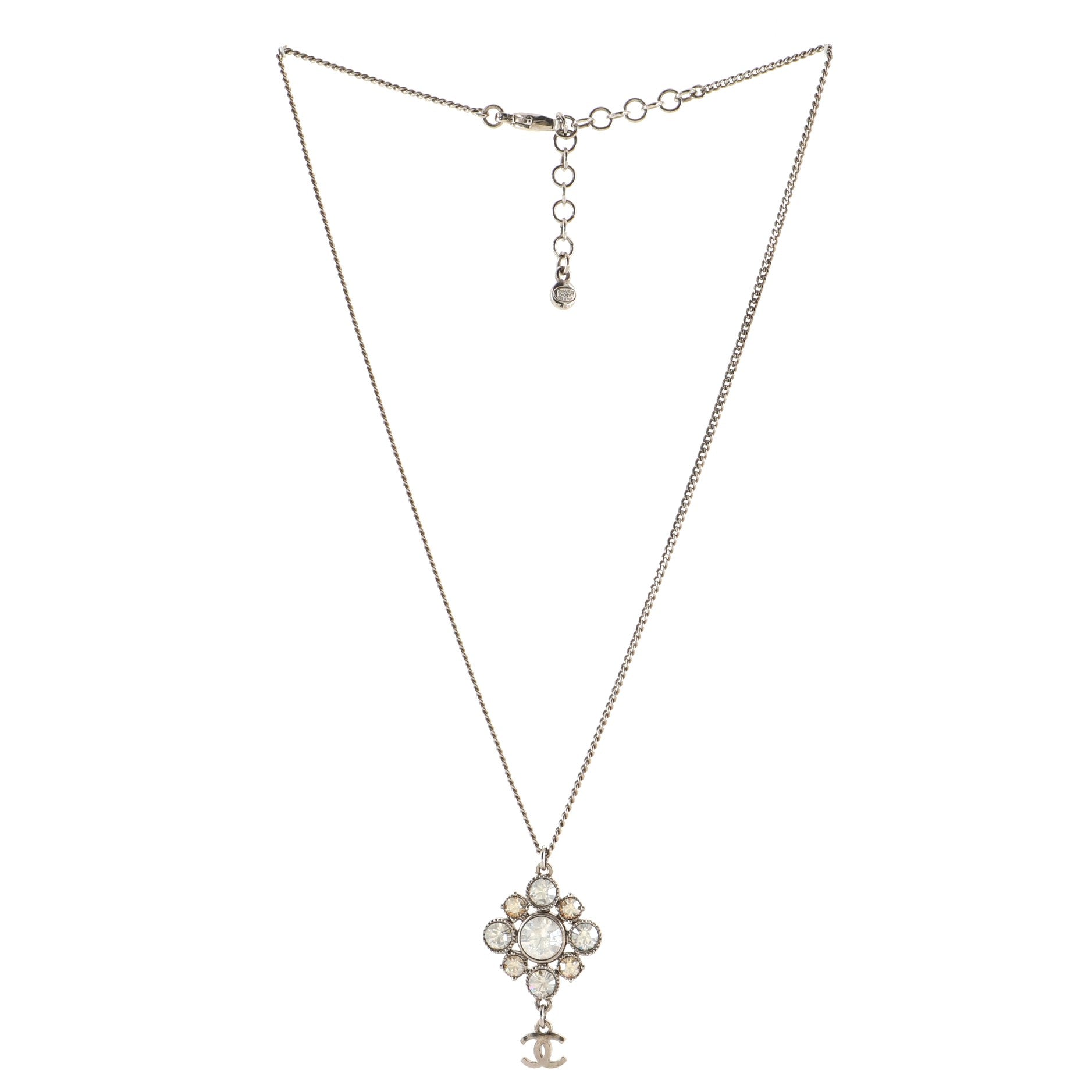 CC Cluster Pendant Necklace Crystal Embellished Metal