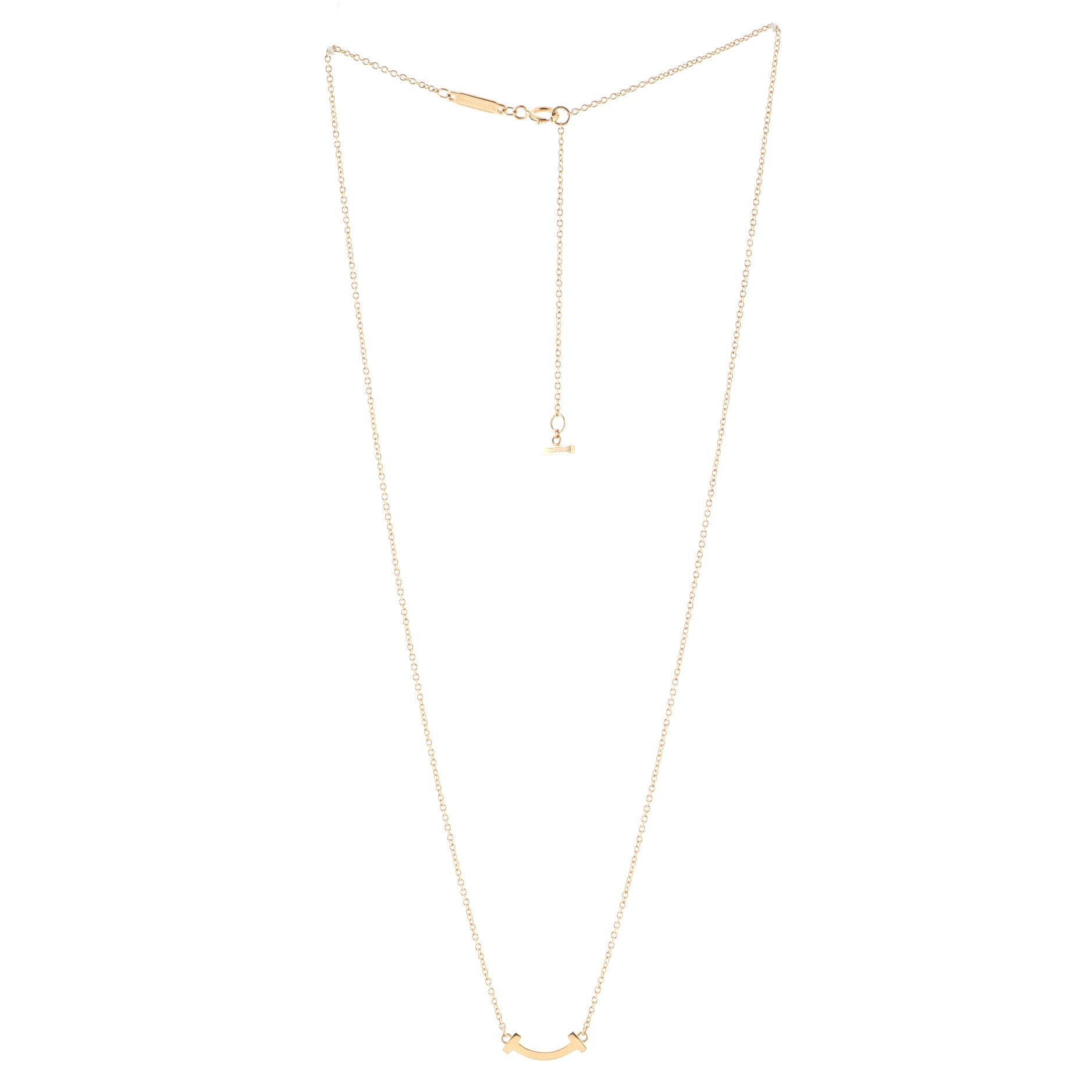 T Smile Pendant Necklace 18K Rose Gold Mini