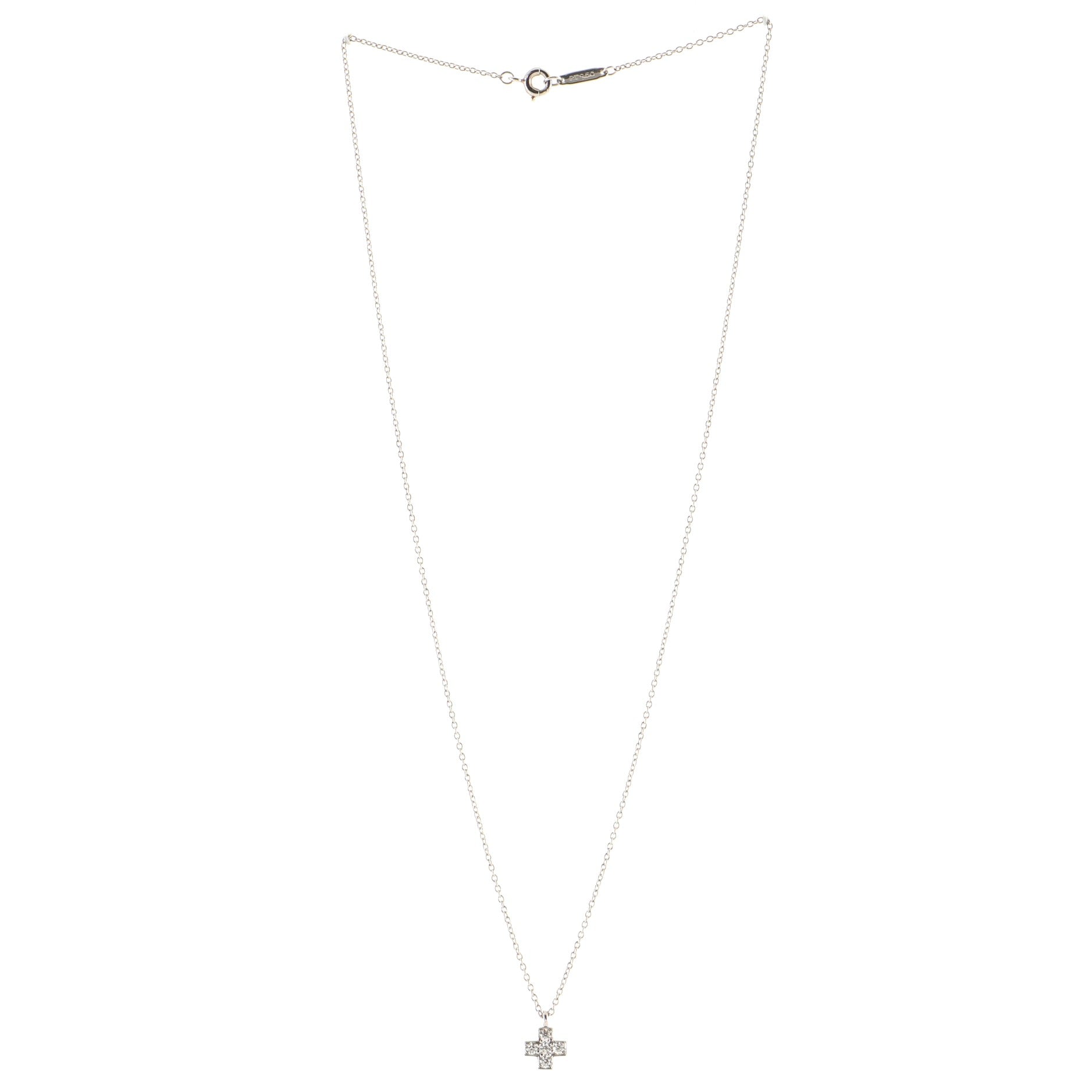 Cruciform Cross Pendant Necklace Platinum and Diamonds