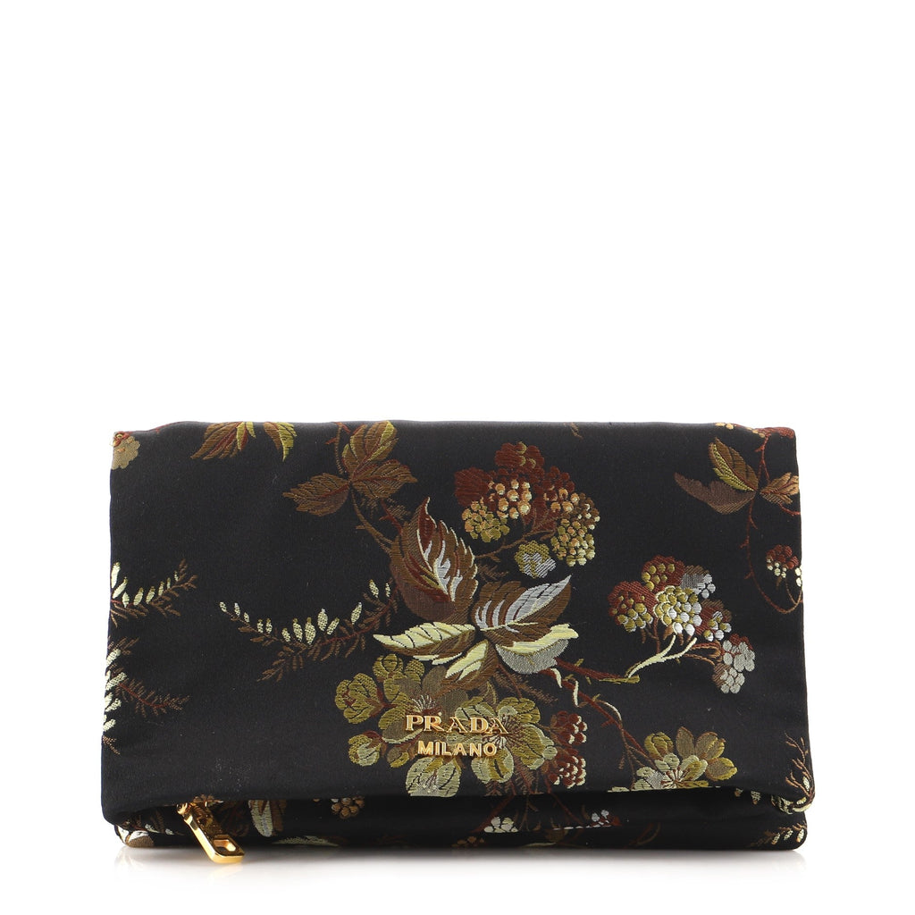 Fold Over Zip Clutch Jacquard Small