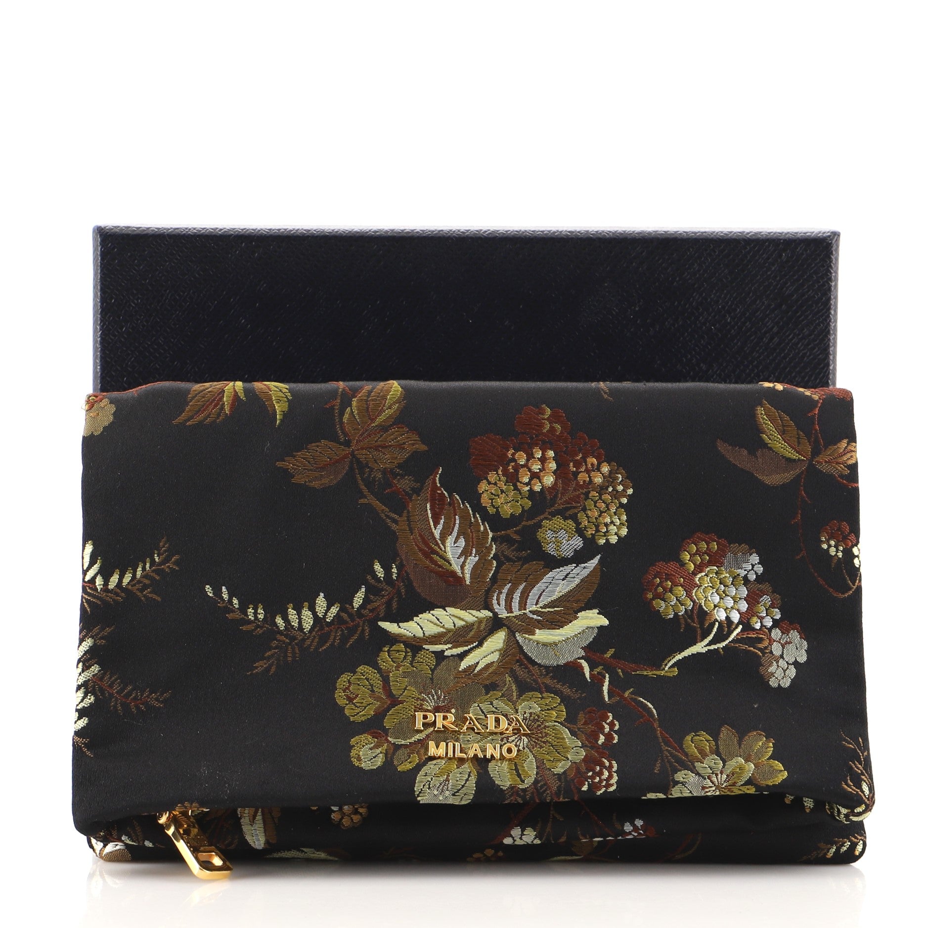 Fold Over Zip Clutch Jacquard Small