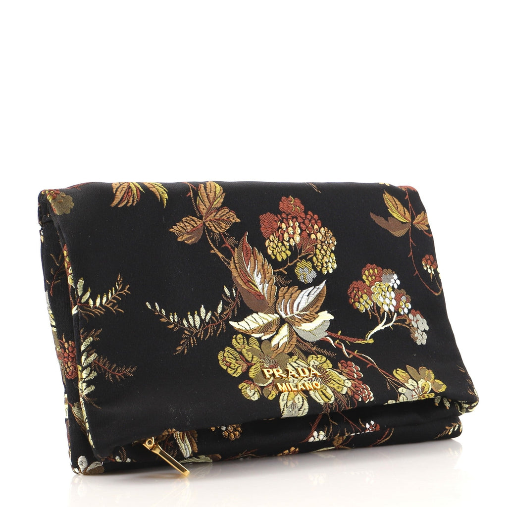 Fold Over Zip Clutch Jacquard Small