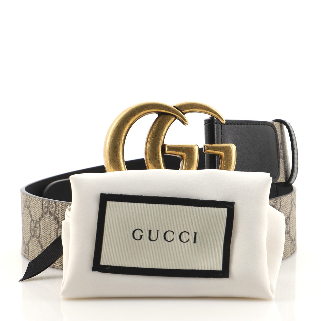 GG Marmont Belt GG Coated Canvas and Leather Wide 80