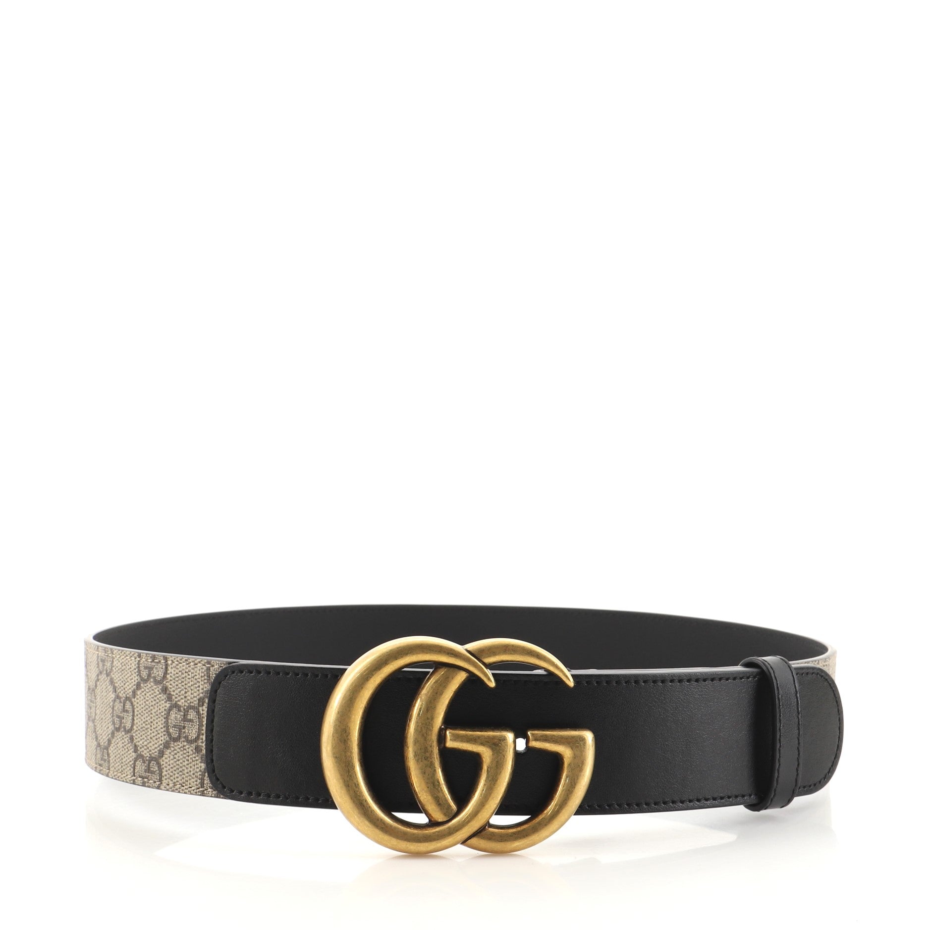 GG Marmont Belt GG Coated Canvas and Leather Wide 80
