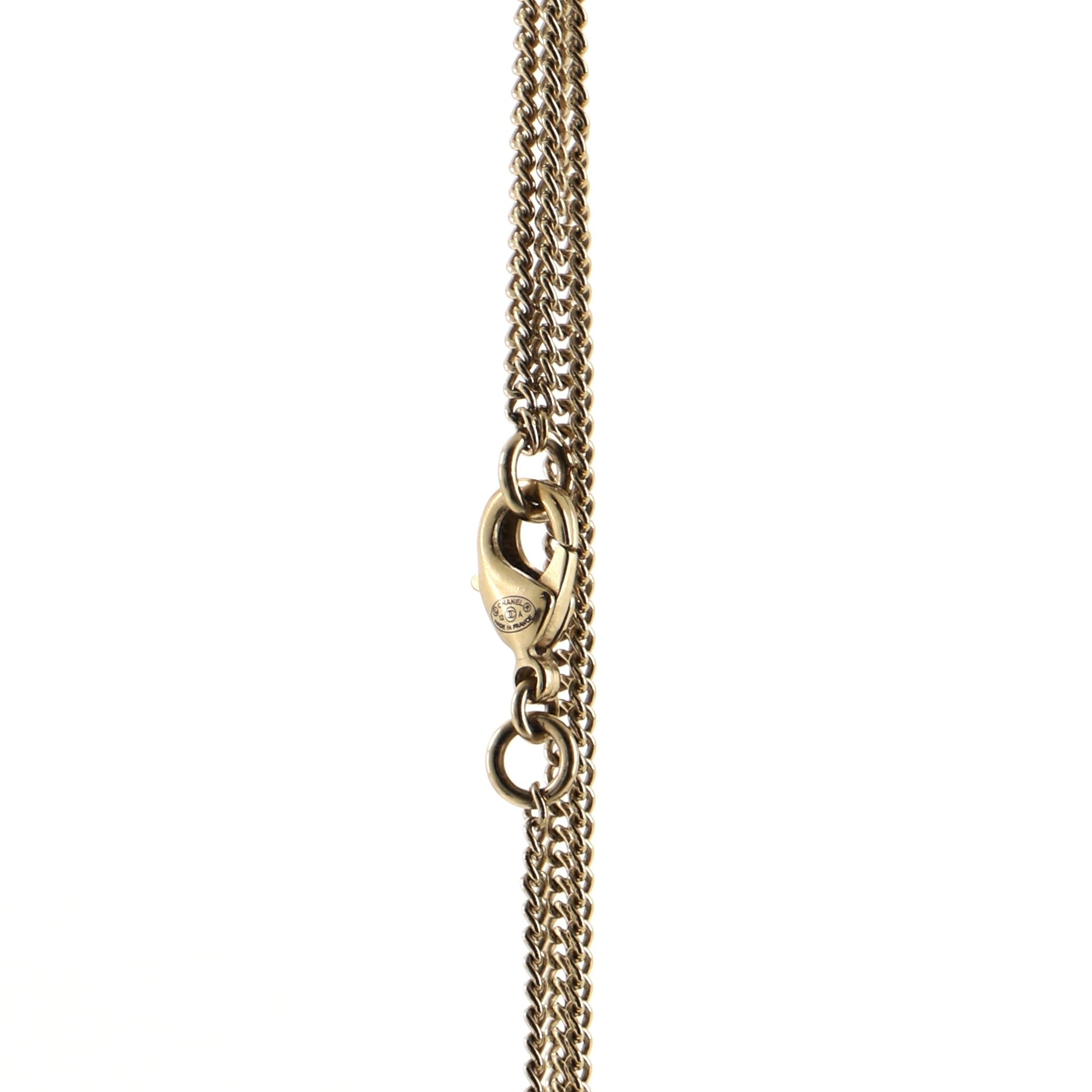 CC Pearl Drop Necklace Crystal Embellished Metal