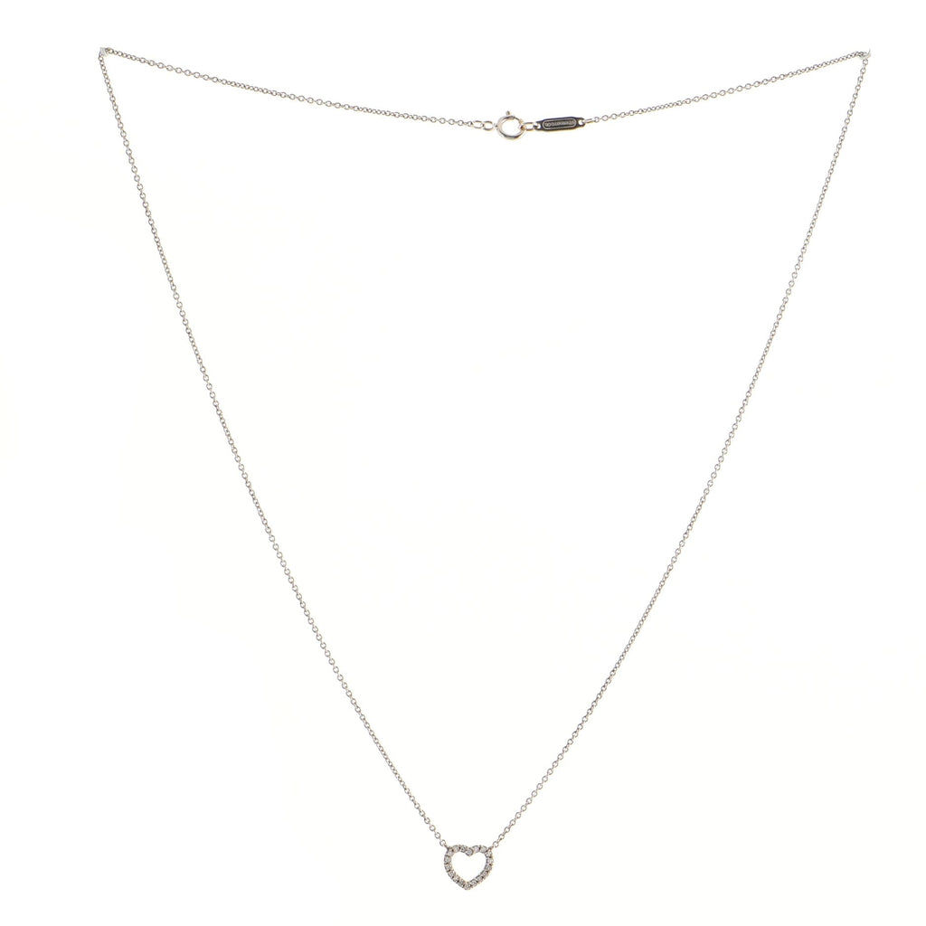Metro Heart Pendant Necklace 18K White Gold and Diamonds Mini