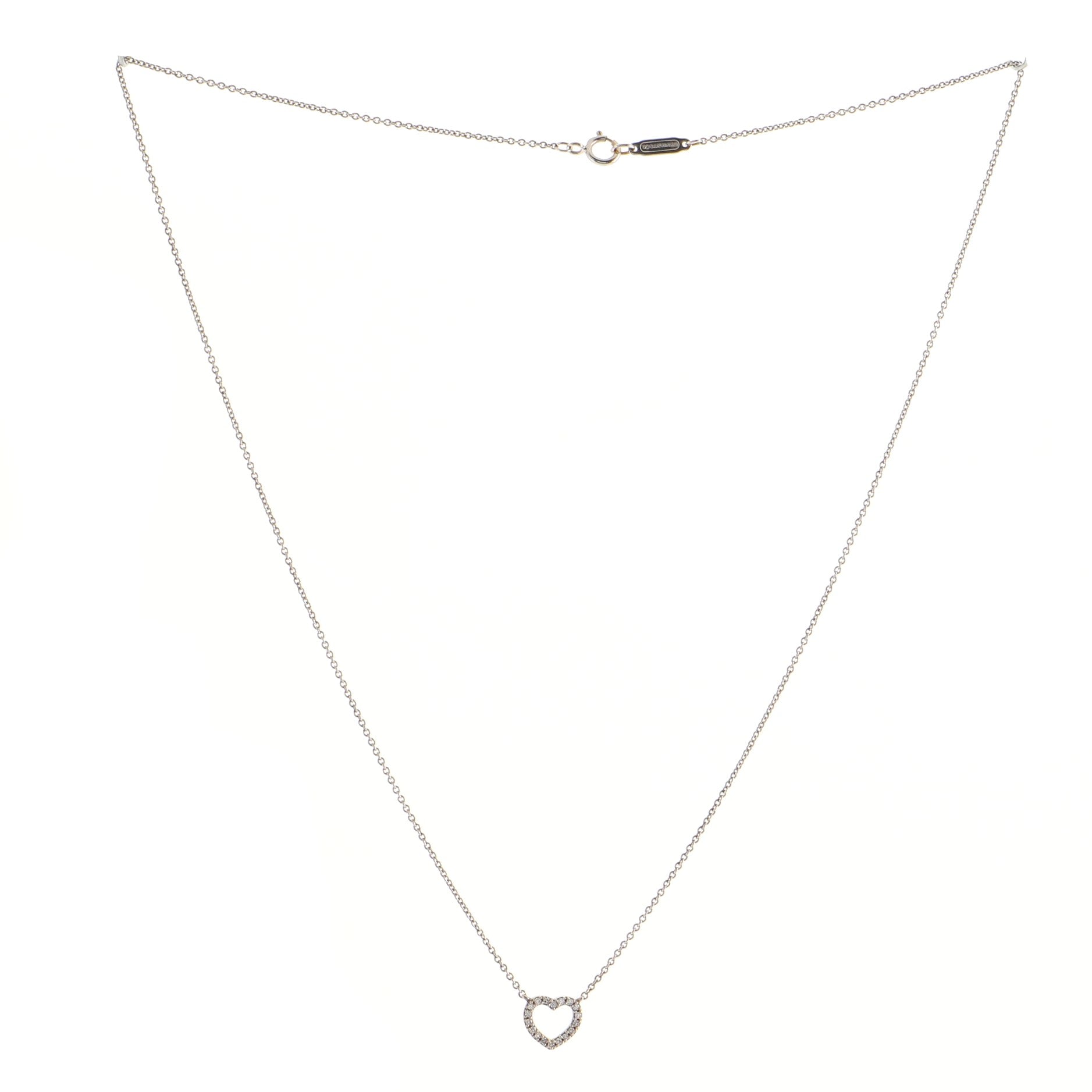 Metro Heart Pendant Necklace 18K White Gold and Diamonds Mini
