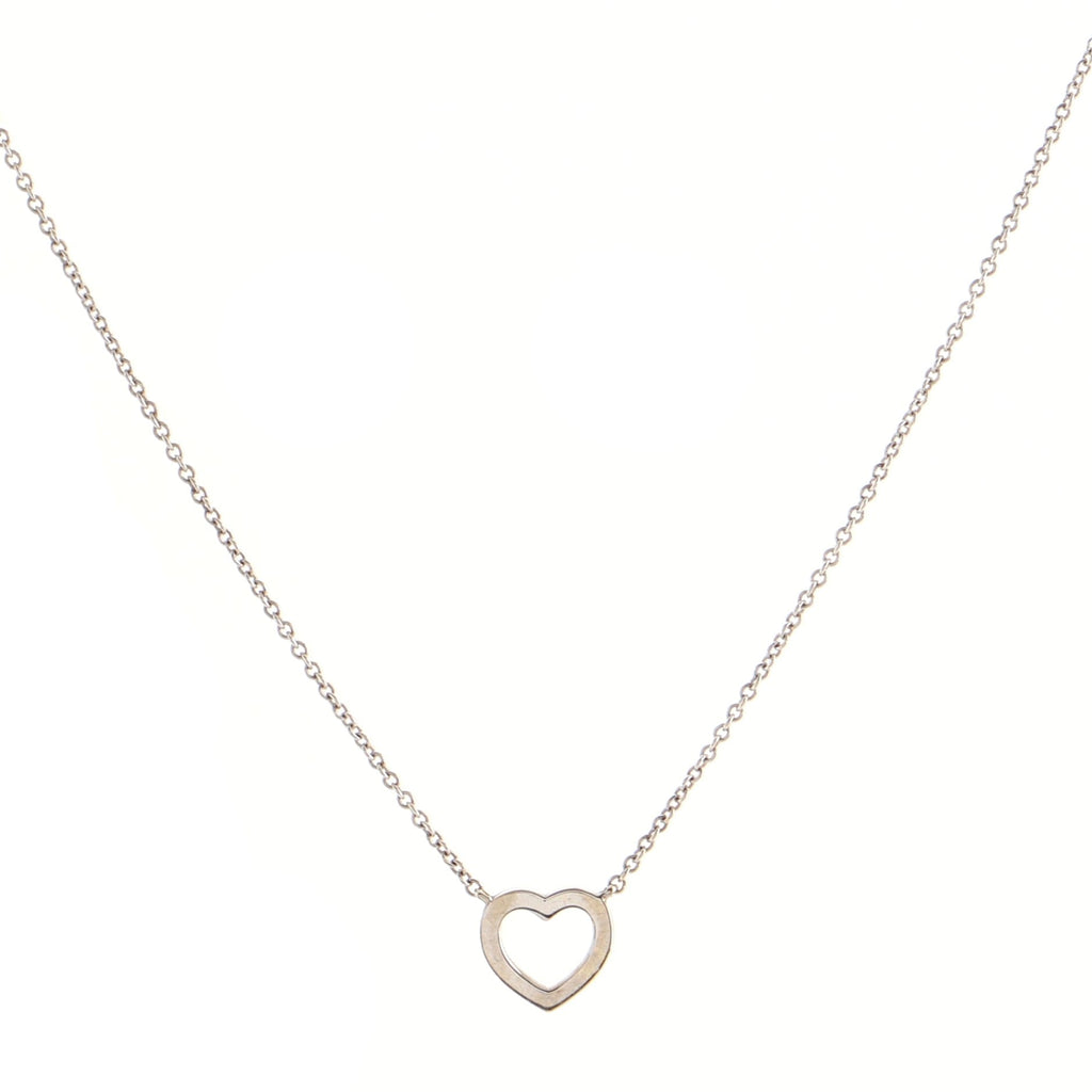 Metro Heart Pendant Necklace 18K White Gold and Diamonds Mini
