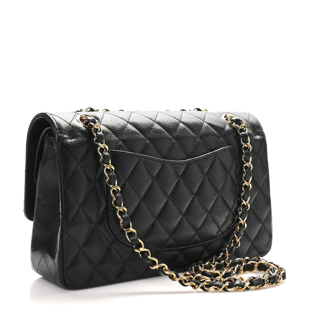 Caviar Quilted Medium Double Flap Black