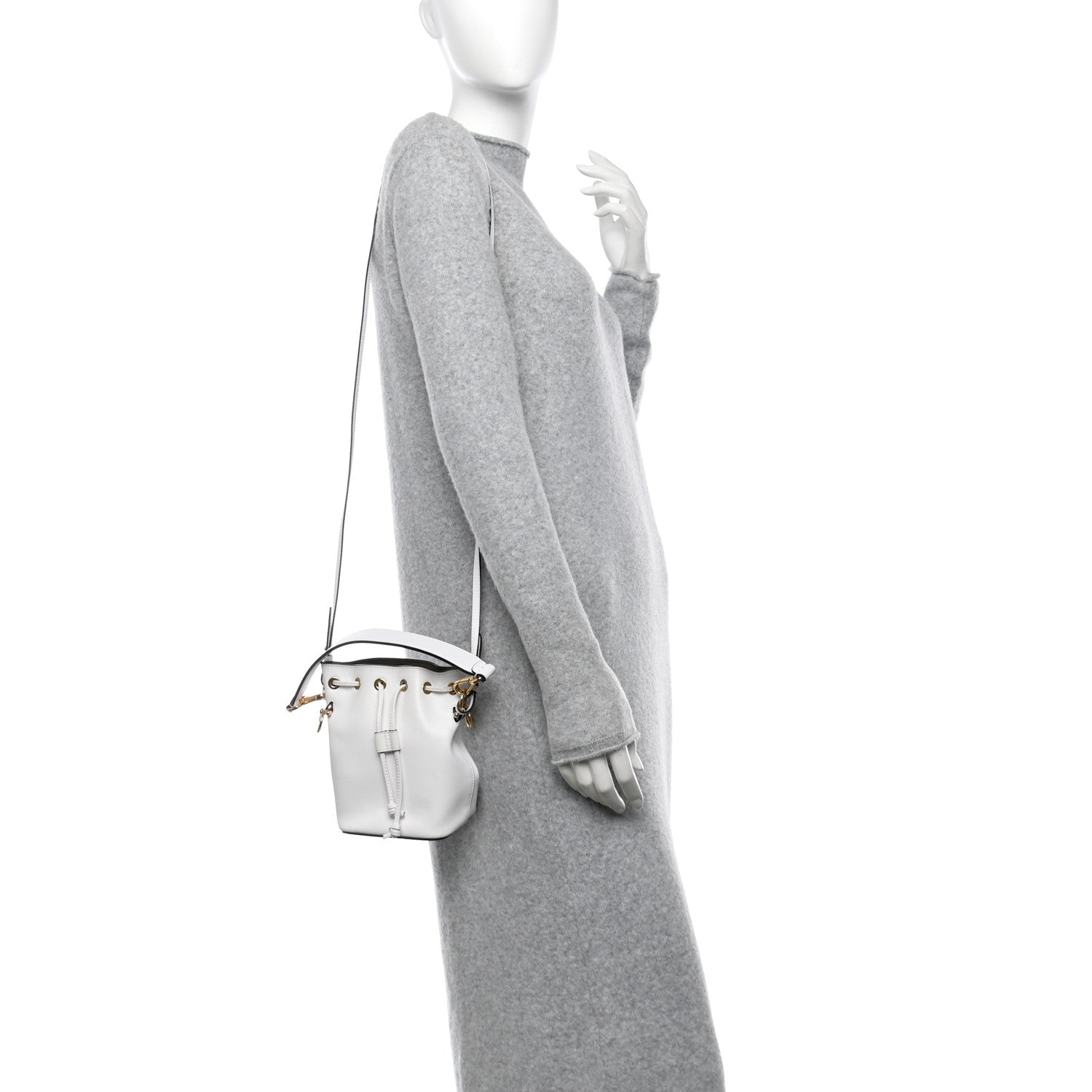 Vitello Cruise F is Fendi Mini Mon Tresor Bucket Bag Optical White