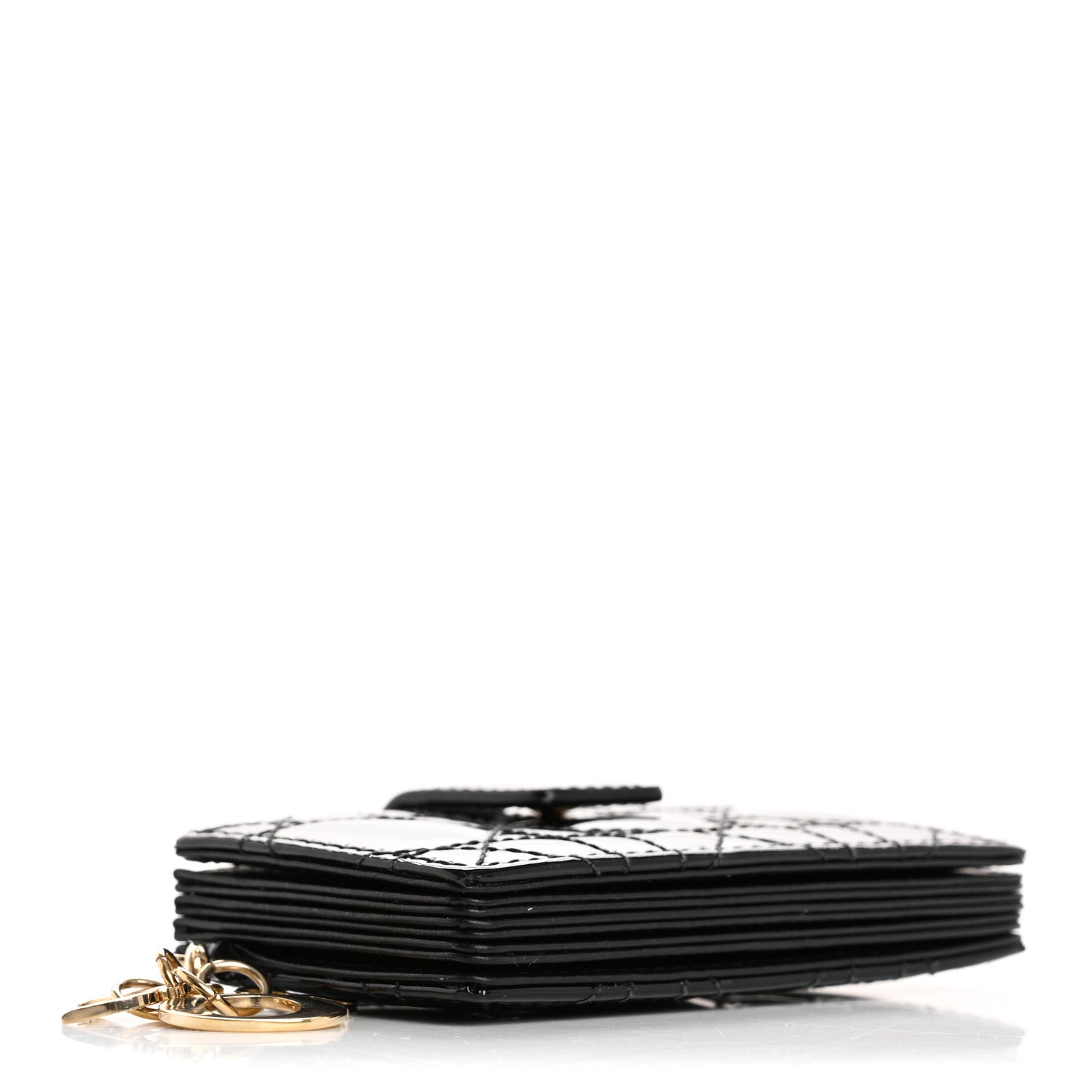 Patent Cannage Lady Dior 5-Gusset  Holder Black