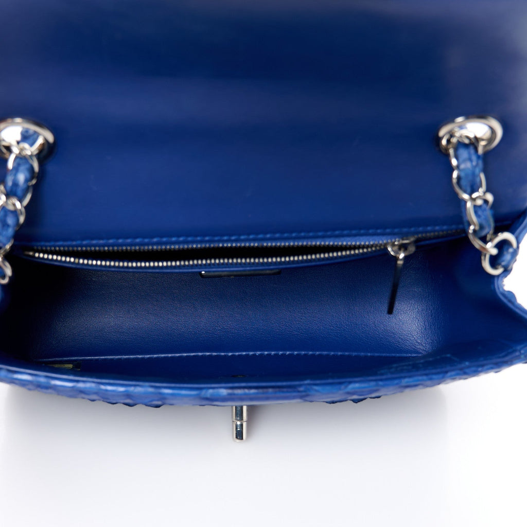Snakeskin Mini Rectangular Flap Blue