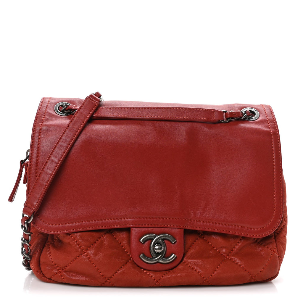 Iridescent Calfskin Medium In the Mix Flap Red