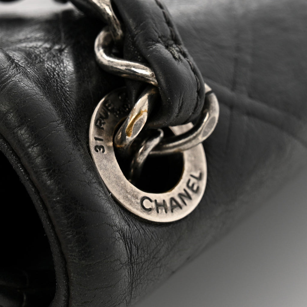 Calfskin Diamond Embossed Small New Chic Flap Black