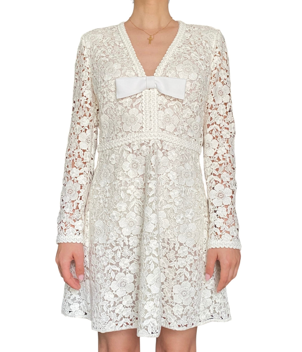 Giambattista Valli White Lace Bow Mini Dress - 44 / US 6-8