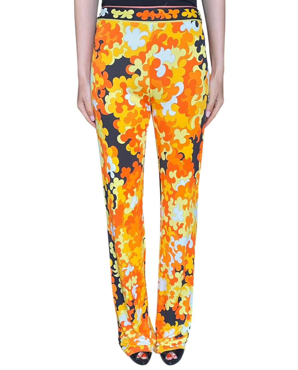 Pucci Orange Printed High Waist Pant - US 6