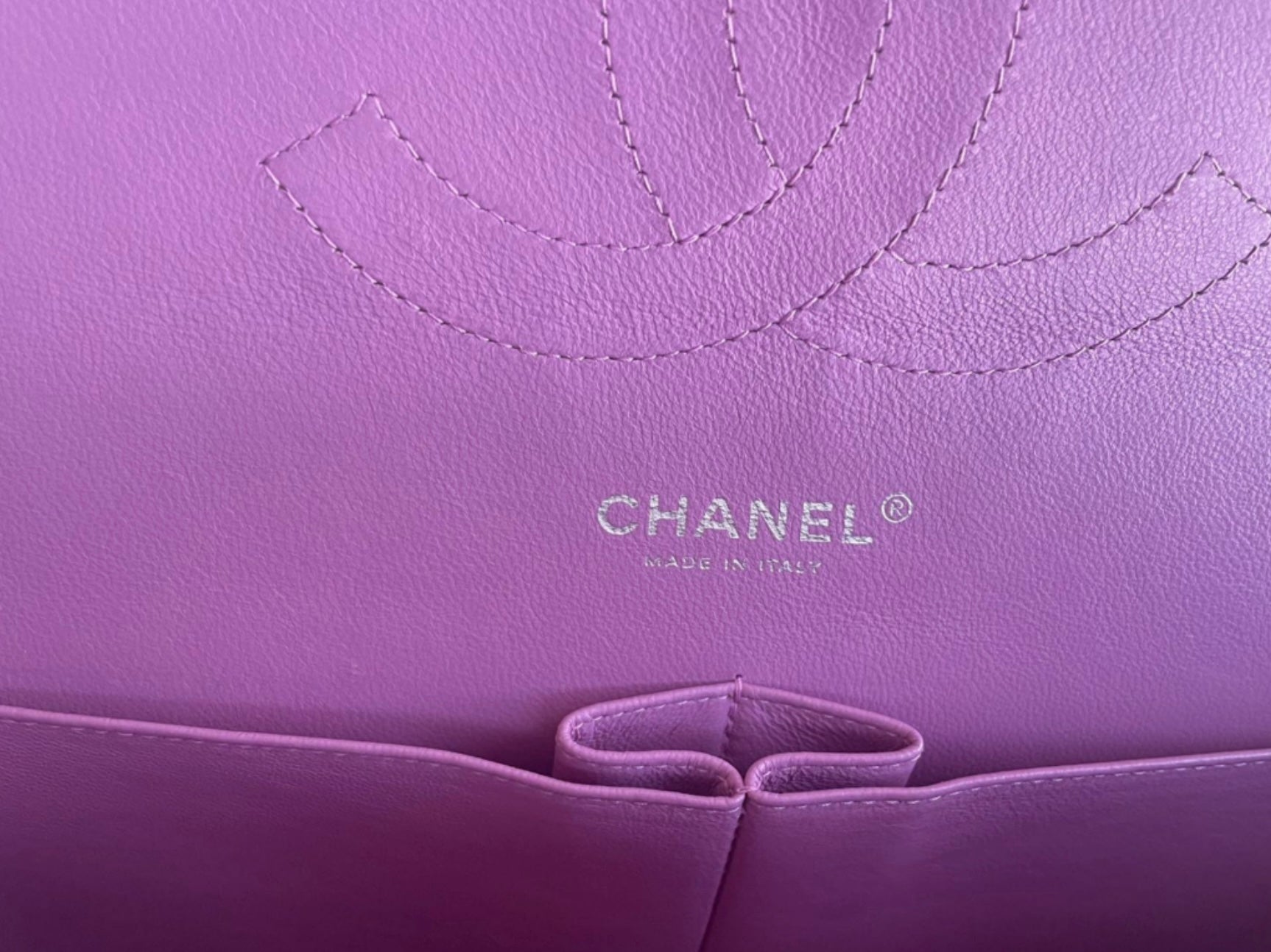 Chanel Purple Jumbo Classic Double Flap Bag in Lambskin Leather with Silver Hardware