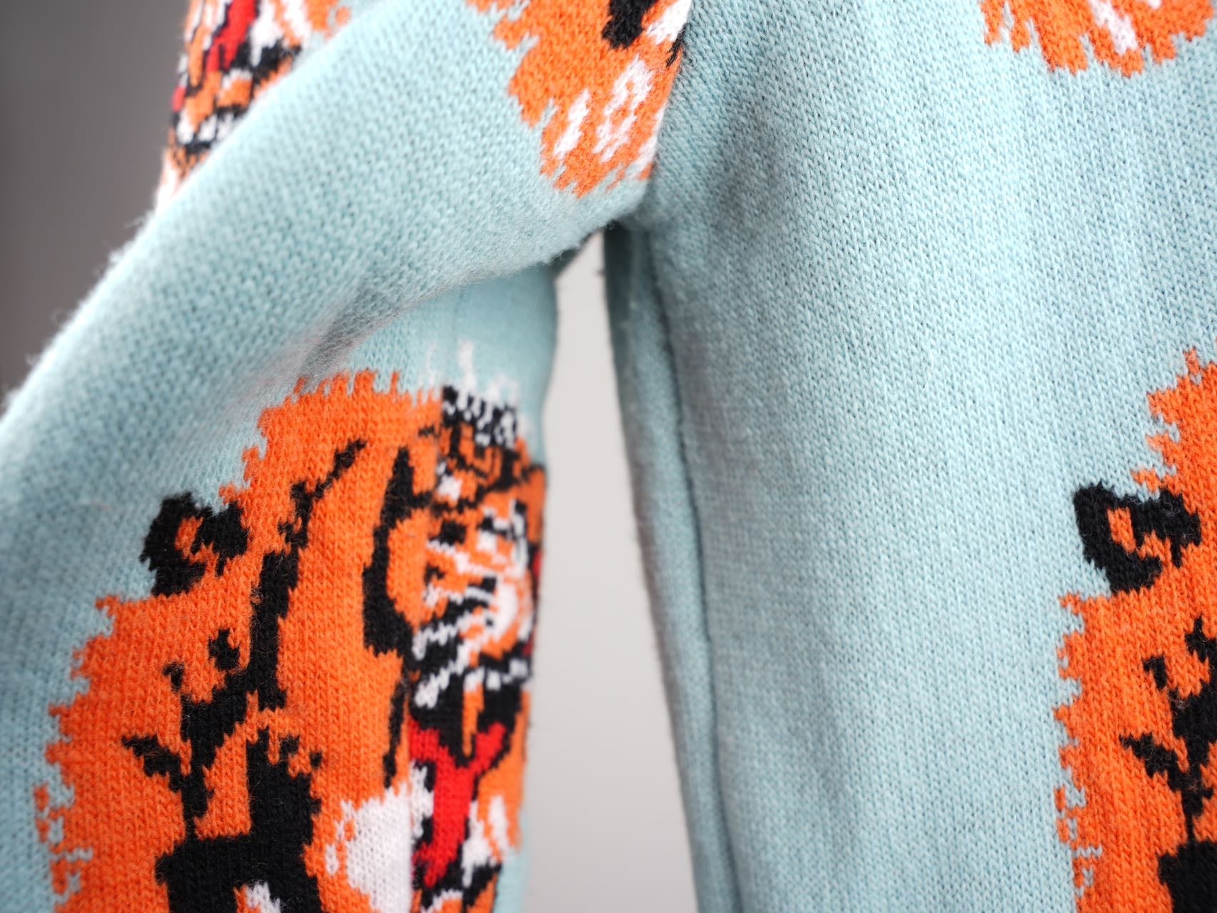Gucci Tiger Jacquard Wool igan light Blue XS