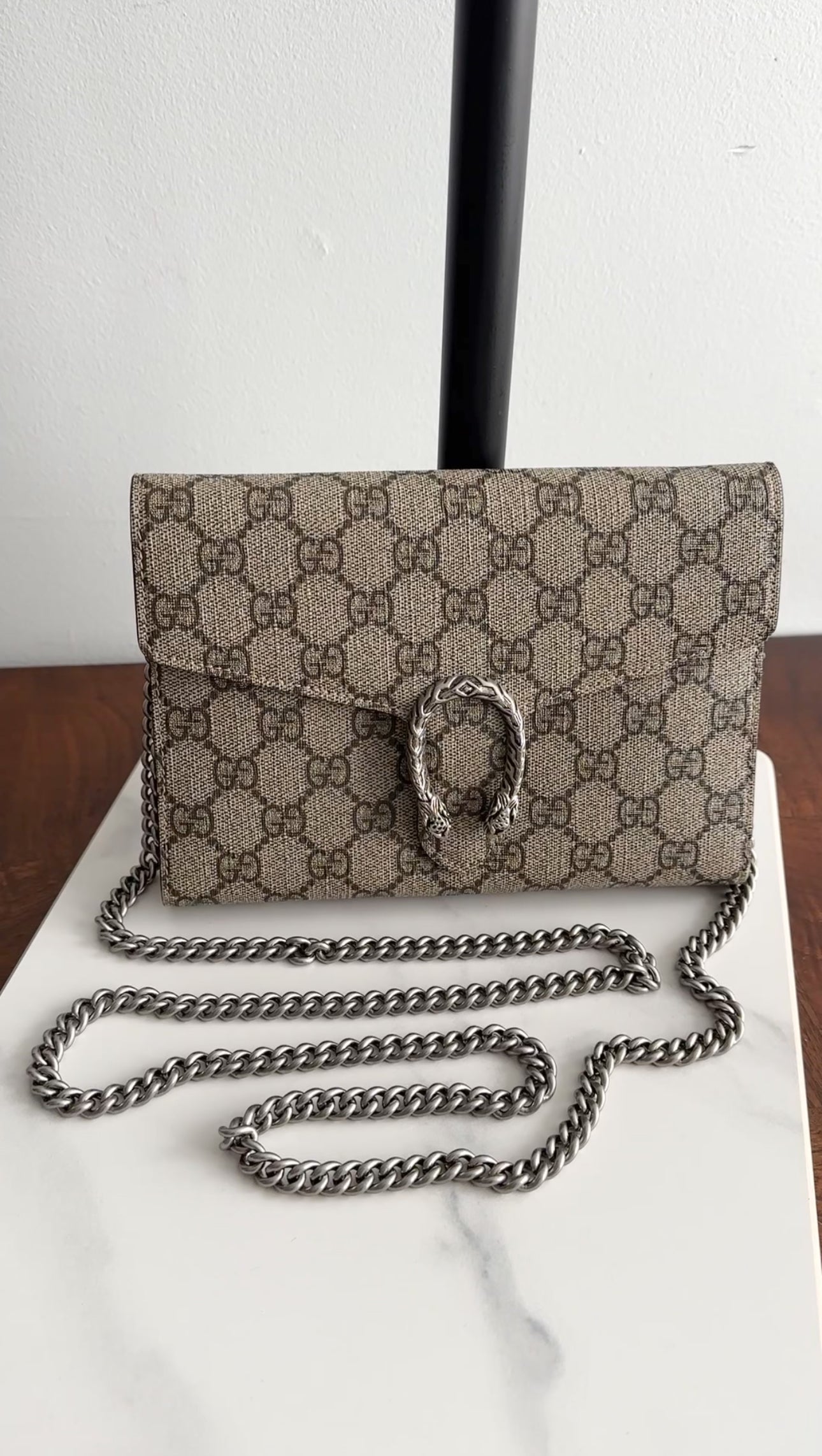 Gucci Monogram Canvas Dionysus Wallet on Chain Crossbody Bag