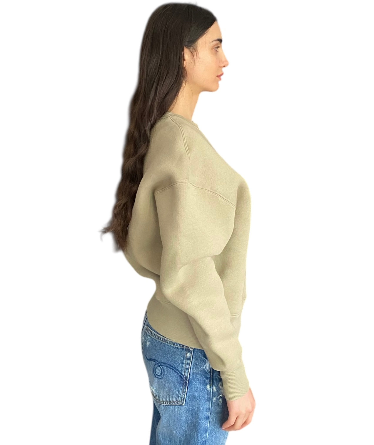 Ami Green De Ceour Heart Embossed Sweater - M