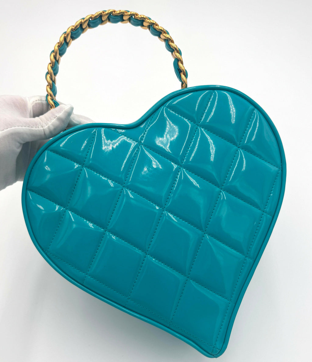 Chanel 1995 Vintage Barbie Blue & Black Heart Vanity Bag