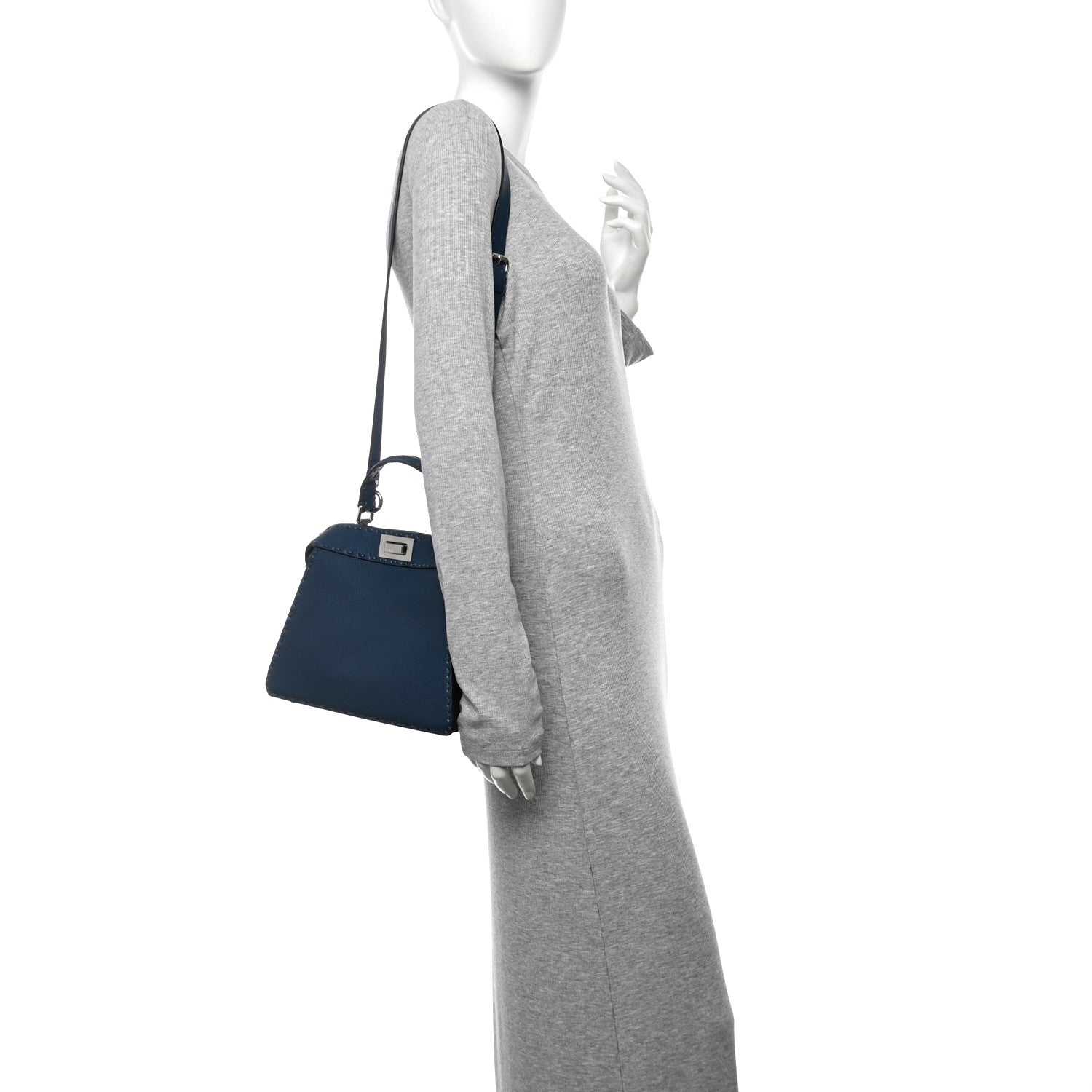 Cuoio Romano Selleria Chamois Small Peekaboo I SEE U Satchel Placca Argento