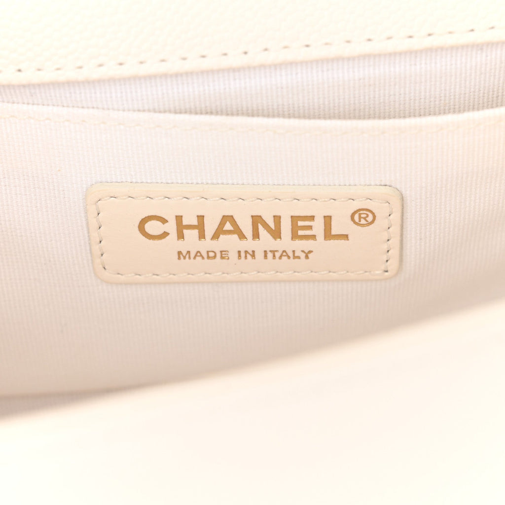 Caviar Quilted Small Boy Flap White