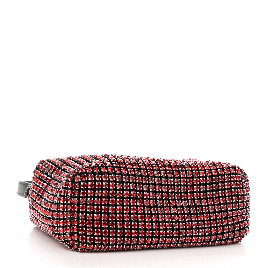 Mesh Crystal Rhinestone Mini Heiress Pouch Red