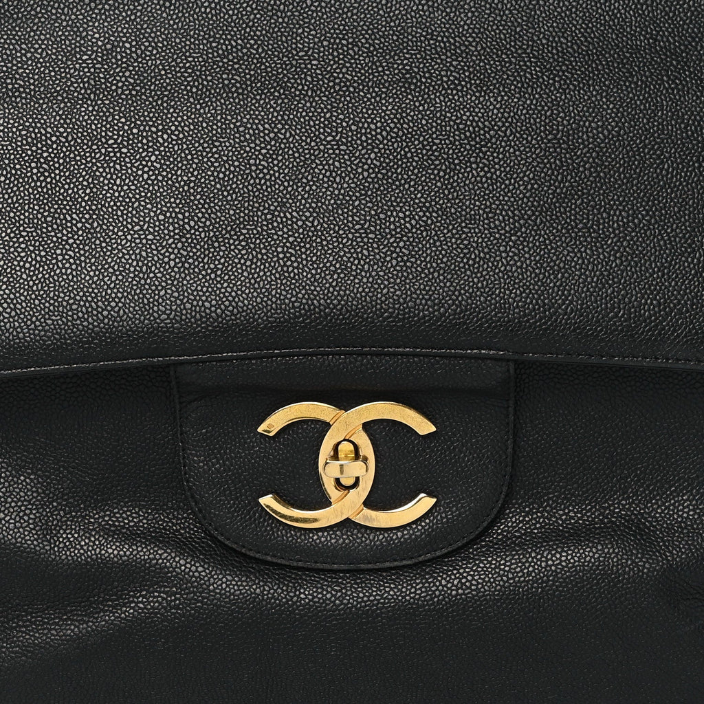 Caviar Flap XL Shoulder Bag Black