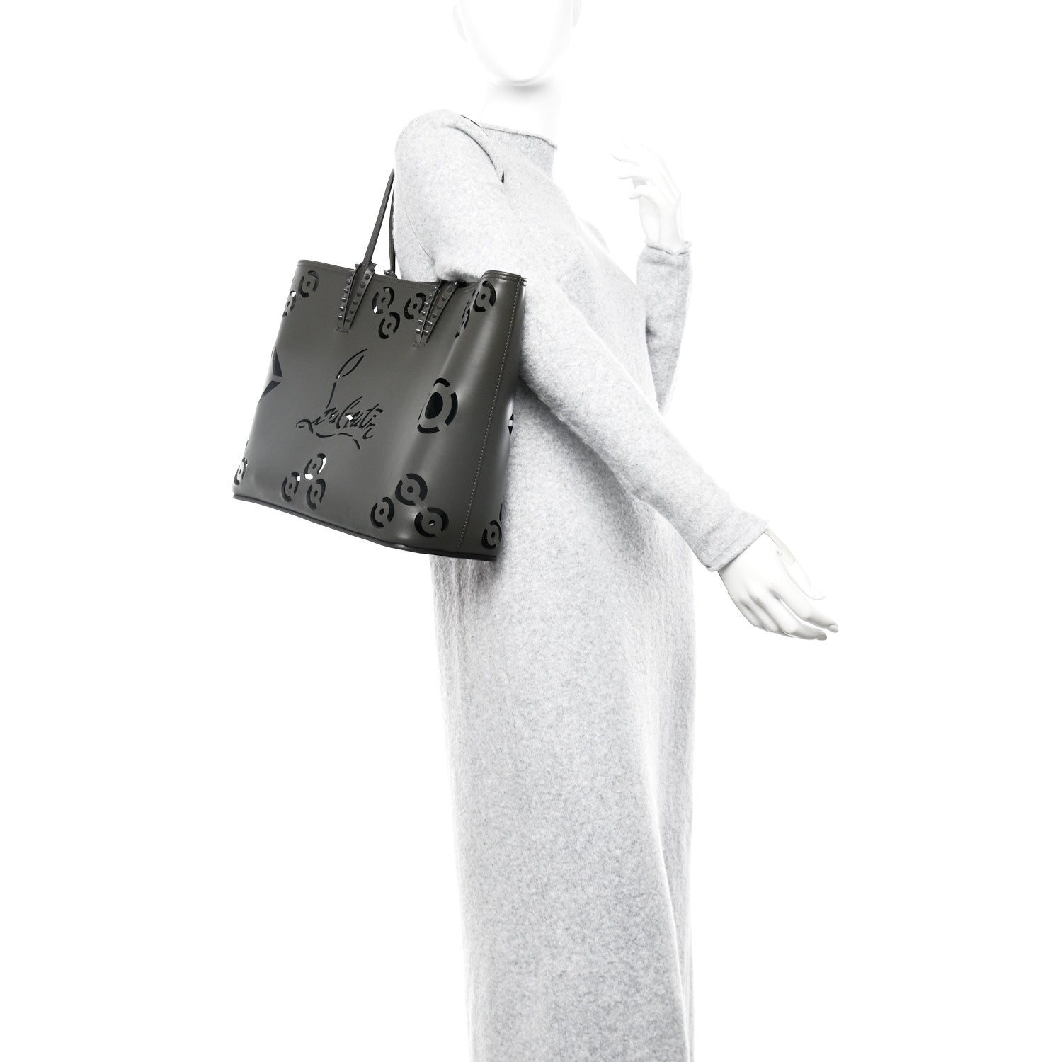 Calfskin Paris CL Logo Perforated Cabata Tote Rocket