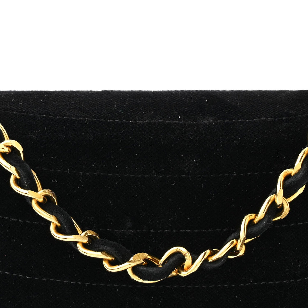Velvet Horizontal Quilted Small Single Flap Black