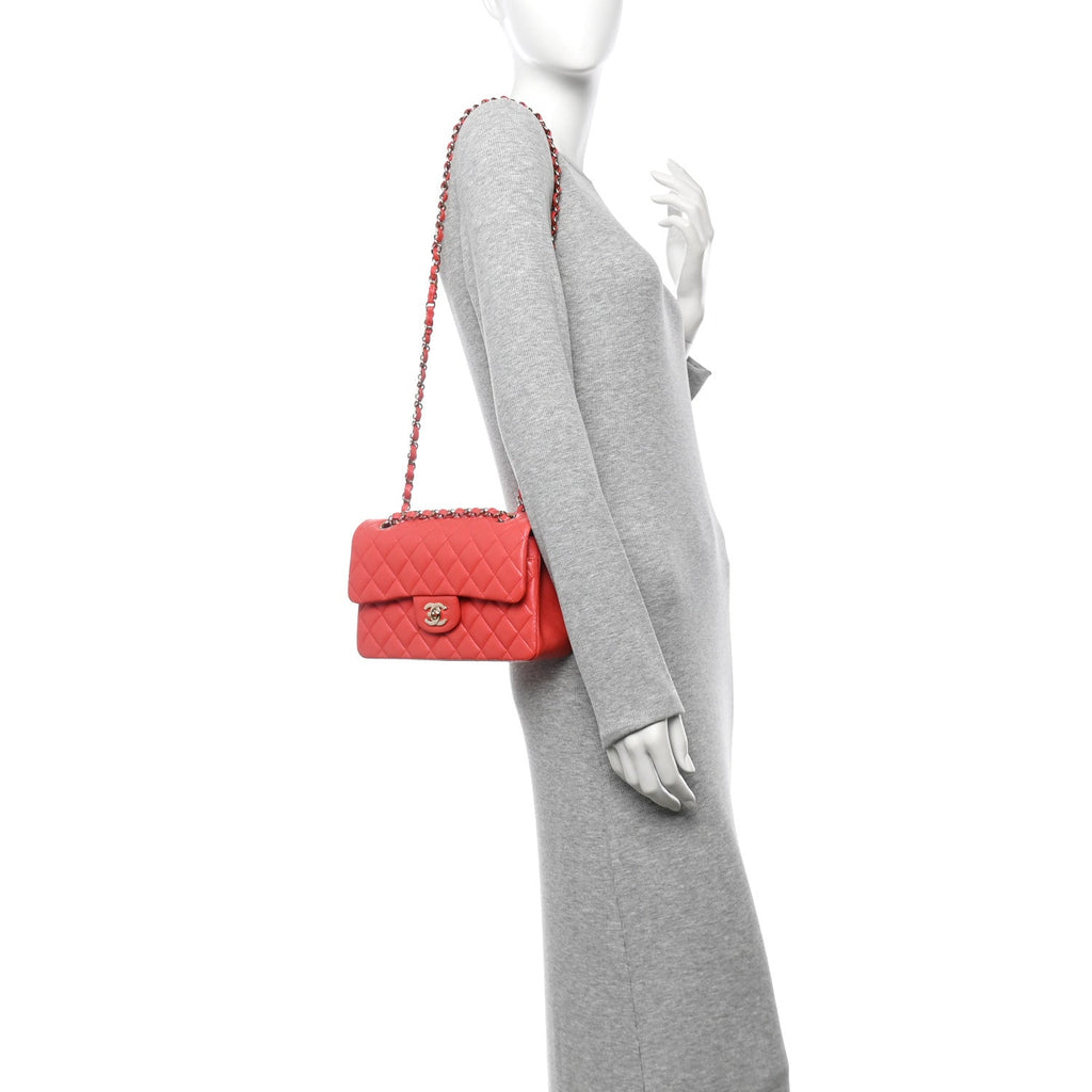 Caviar Quilted Small Double Flap Red
