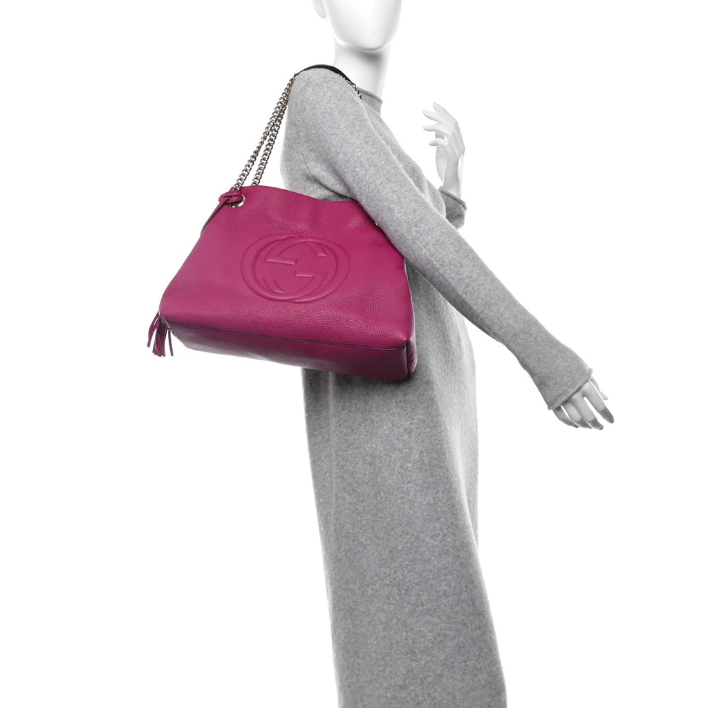 Cellarius Calfskin Medium Soho Chain Shoulder Bag Bright Bouganville