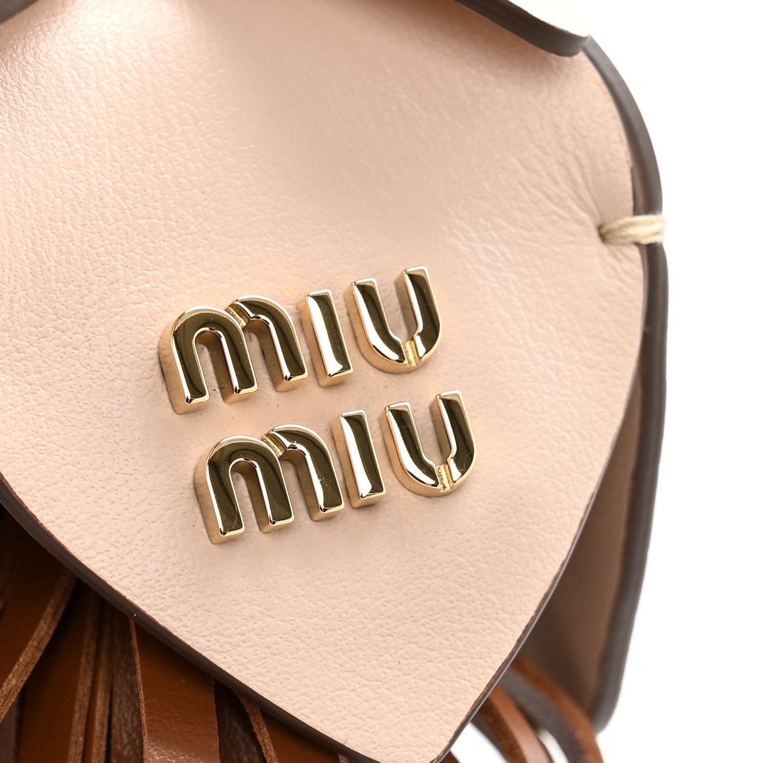 Calfskin Trick Bag Charm Powder Beige Cognac
